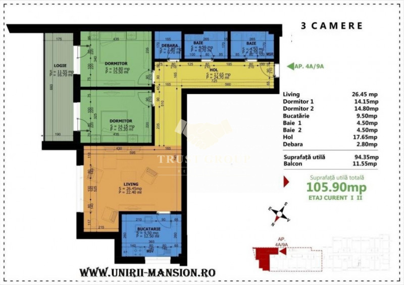 Apartament 3 camere lux - Unirii - Comision 0%