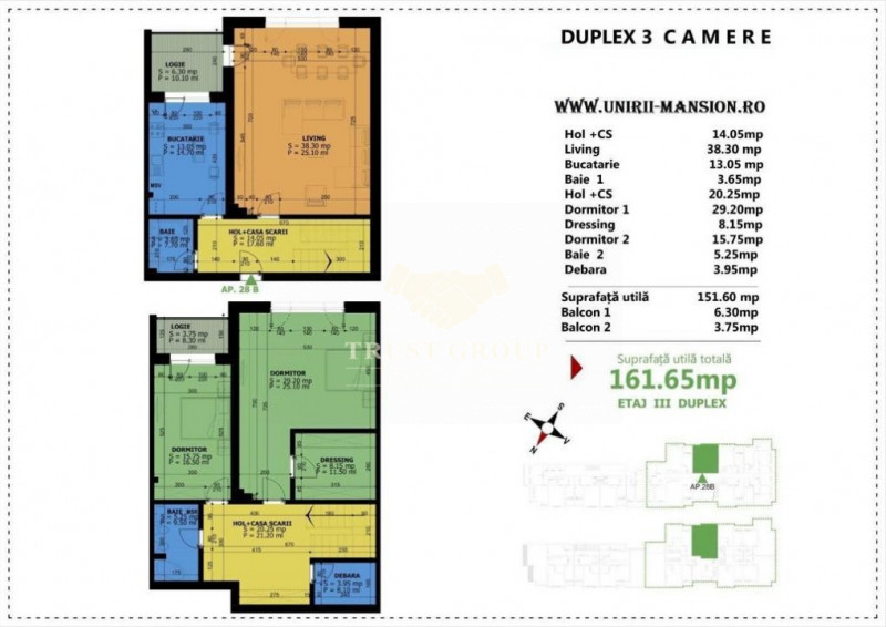 Duplex 3 camere lux - Unirii - Comision 0%