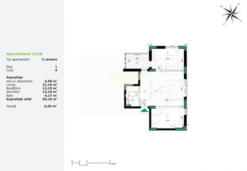 Apartament 2 camere Straulesti