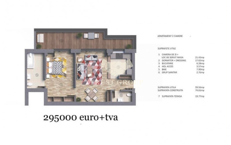 Apartament 2 camere in Polona