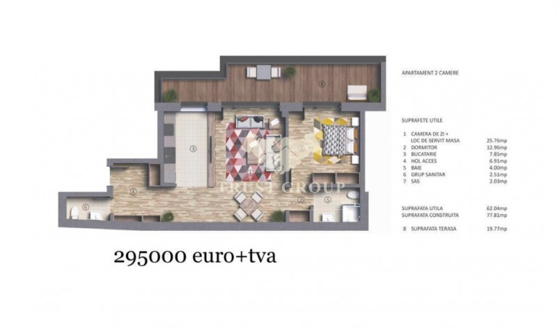 Apartament 2 camere in Polona