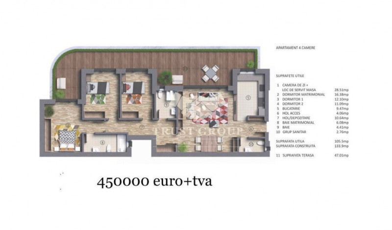 Apartament 4 camere in Polona