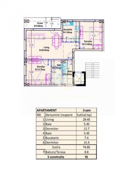 Apartament 3 camere Baneasa 