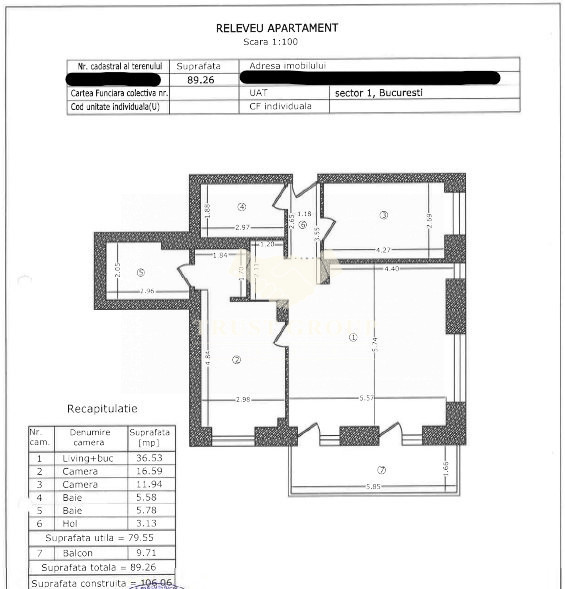 Apartament 3 camere Marmura