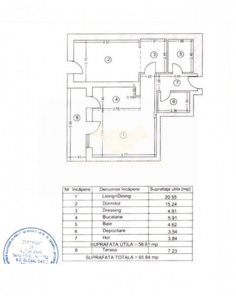 Apartament 2 camere+curte in Jandarmeriei 