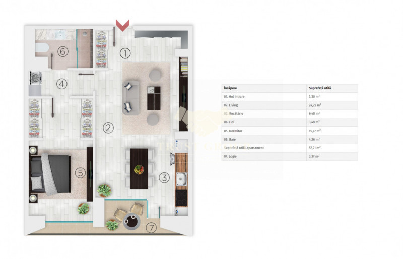 Apartament 2 camere Barbu Vacarescu