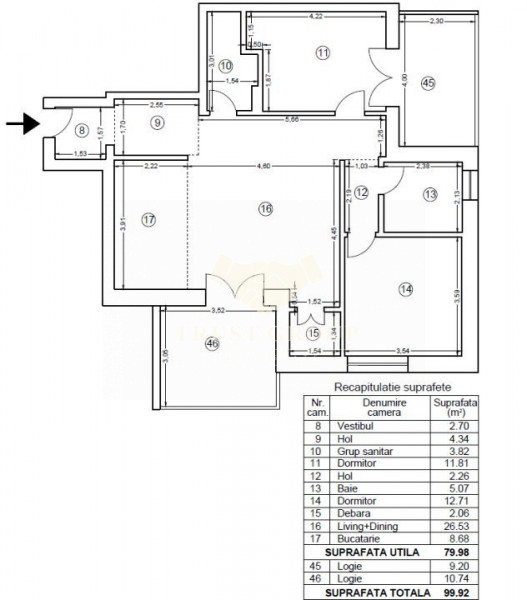 Apartament 3 camere Sisesti