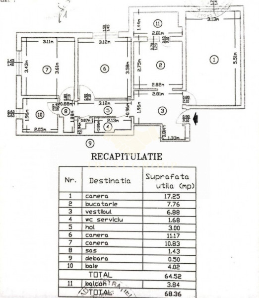 Apartament 3 camere Teiul Doamnei | decomandat | 1984 |