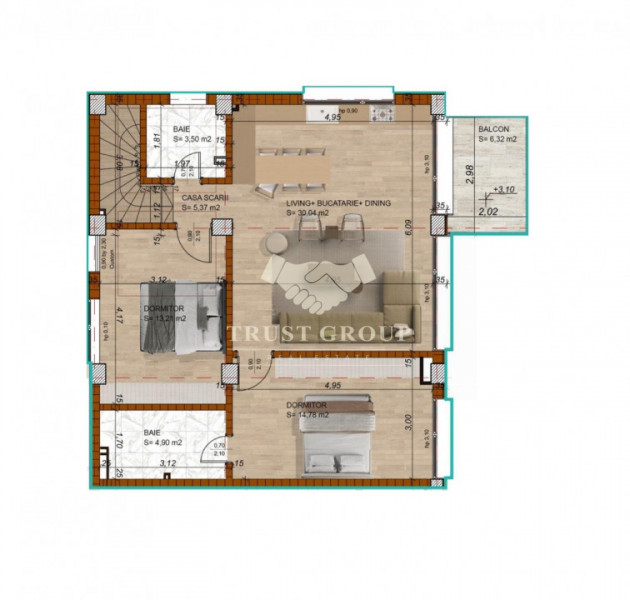 Apartament 3 camere + curte | Domenii