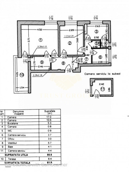 Apartament 2 camere Capitale / de renovat / boxa 2,42mp /