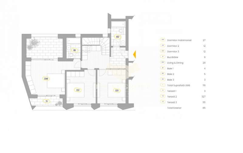 Triplex 4 camere Eminescu | Terasa | Jacuzi