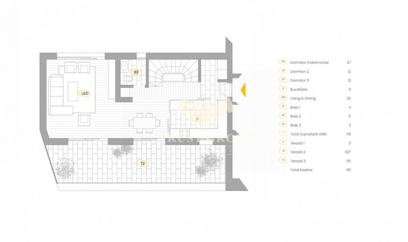 Triplex 4 camere Eminescu | Terasa | Jacuzi