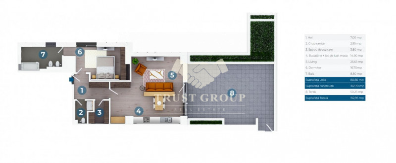 Apartament 2 camere + terasa -Lux-Floreasca- Comision 0% Rahmaninov